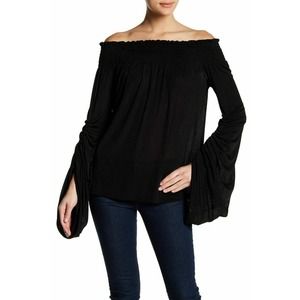 DAVID NAMAN 'Cindy' Shirred Off-the-Shoulder Blouse Top Size Small $210
